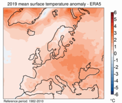 Changement climatique (suite) Carte-température-2019-Europe