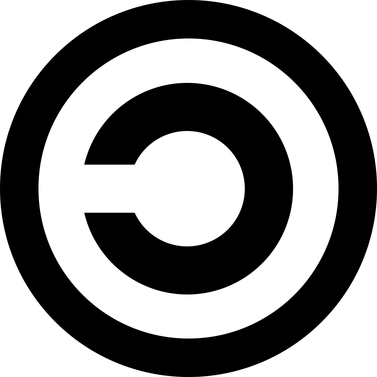 Cette image représente le symbole Copyleft, un copyright renversé (le C est inversé par une symétrie verticale)